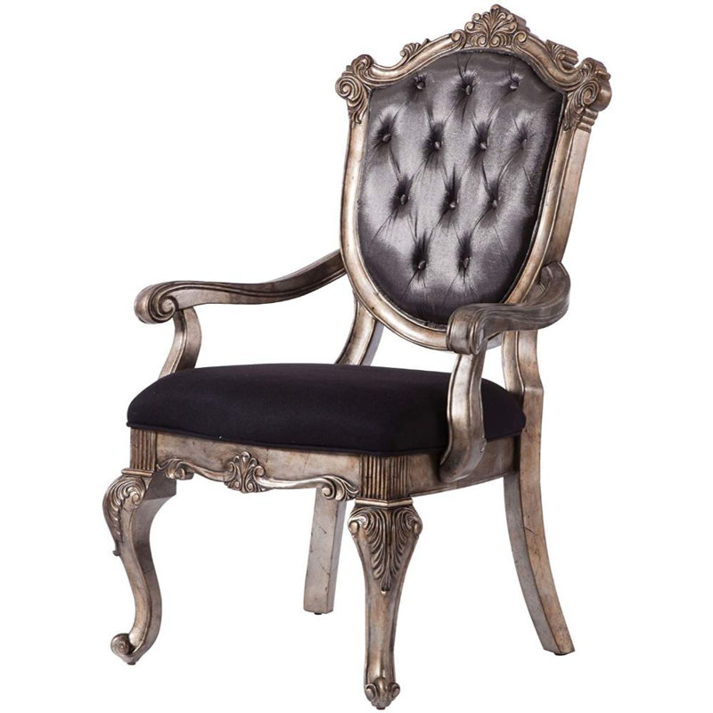 Astoria Grand Seibel Tufted Upholstered King Louis Back Arm Chair in